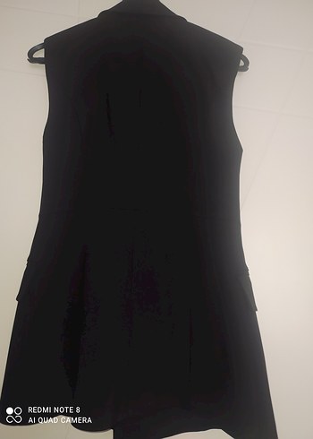 Siyah Düğmeli Kadın Midi Yelek - Görsel 2