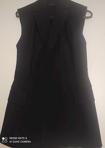 Siyah Düğmeli Kadın Midi Yelek - Görsel 3