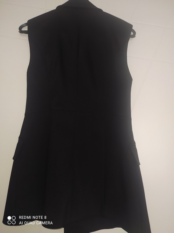 Siyah Düğmeli Kadın Midi Yelek - Görsel 2