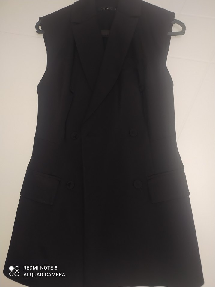 Siyah Düğmeli Kadın Midi Yelek - Görsel 3