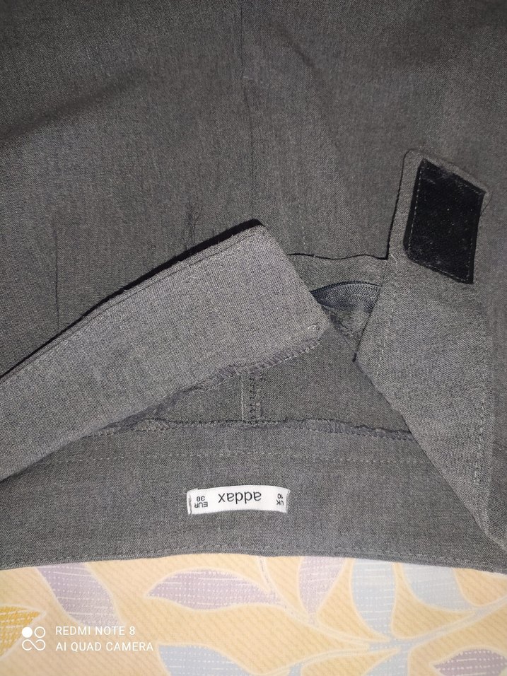 Gri Piliseli Midi Kumaş Kadın Pantolon - Görsel 3