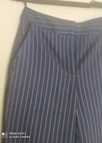 Lacivert Çizgili Kadın Denim Pantolon - Görsel 5