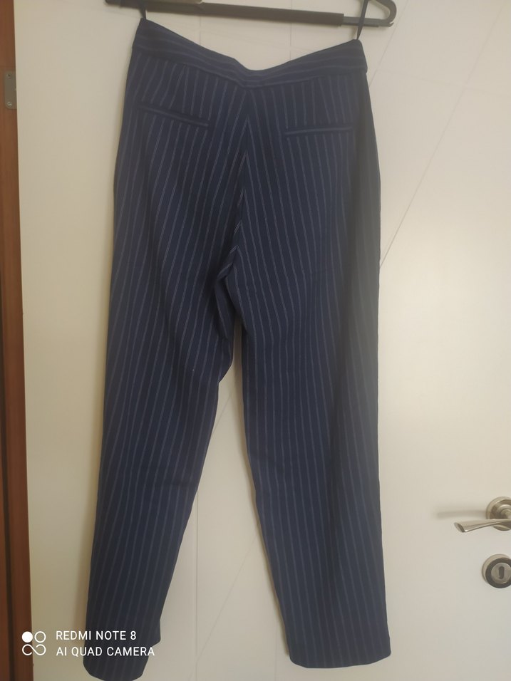 Lacivert Çizgili Kadın Denim Pantolon - Görsel 2