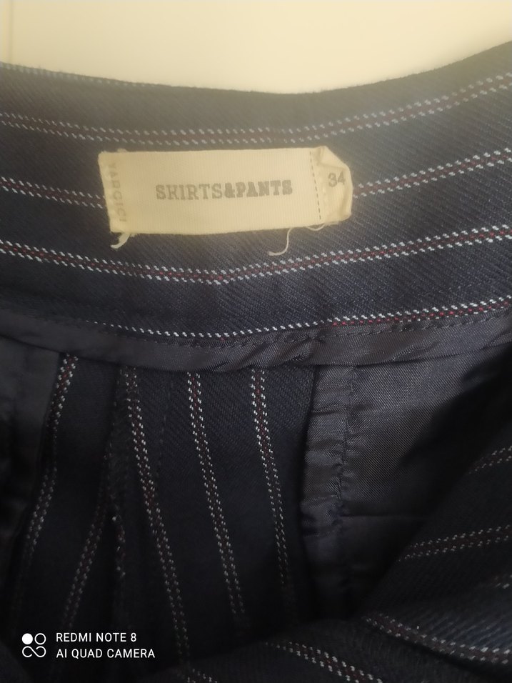 Lacivert Çizgili Kadın Denim Pantolon - Görsel 3