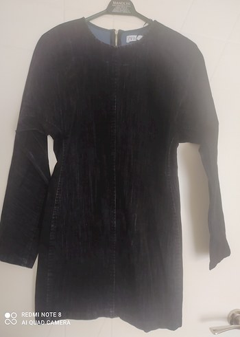 Siyah Kadın Süet Pilili Uzun Kollu elbise - Görsel 3