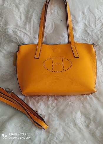 Sarı Deri Kadın Çanta - Görsel 2