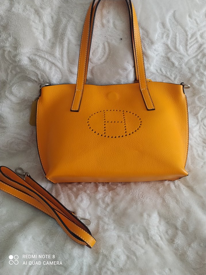 Sarı Deri Kadın Çanta - Görsel 2