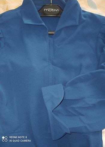 Lacivert Uzun Kollu Drapeli Kadın Elbise - Görsel 2