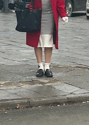 Çizgili Midi Triko Elbise - Görsel 3