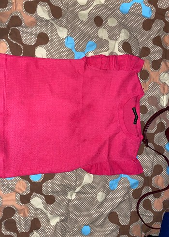 Pembe Kısa Kollu Fırfırlı Tişört - Görsel 2