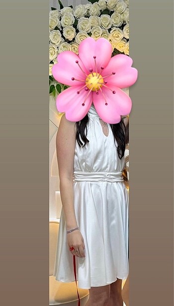 Beyaz Saten Elbise - Görsel 8