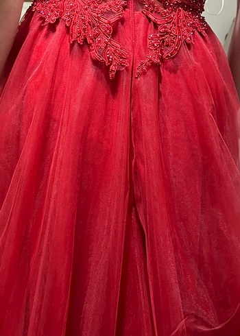 Kına Kırmızı Uzun Abiye - Görsel 3