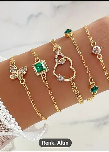 Zümrüt yesil bileklik set