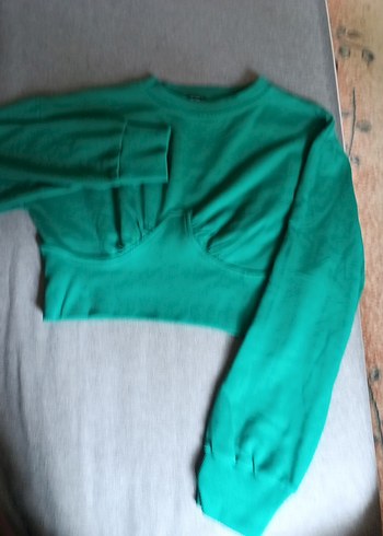 Yeşil Kadın crop sweat, Uzun Kollu