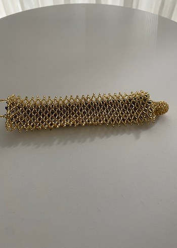 Yılan Desenli Boncuklu Altın Renk Bileklik - Görsel 2