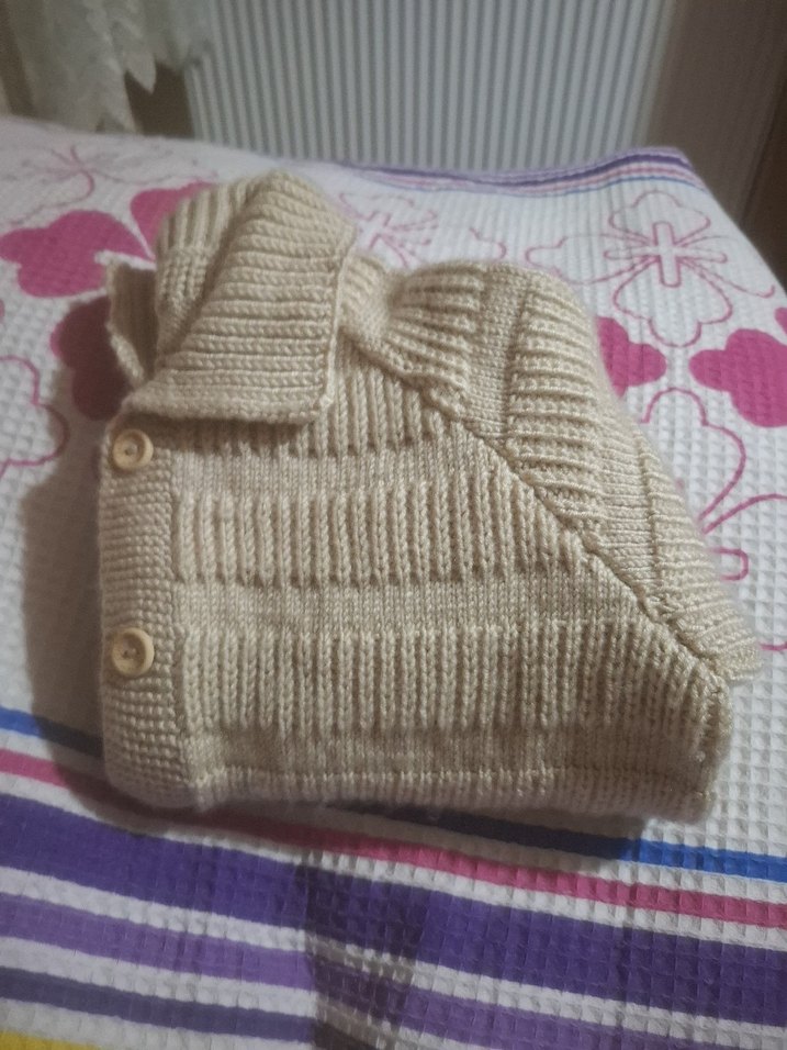 Bej Kız Çocuk Örgü Hırka - Görsel 4