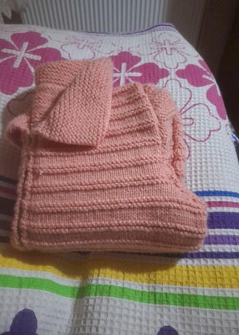 Pembe Örgü Kız Hırka - Görsel 4