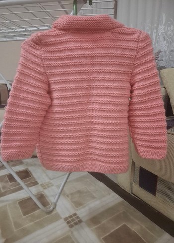 Pembe Örgü Kız Hırka - Görsel 2