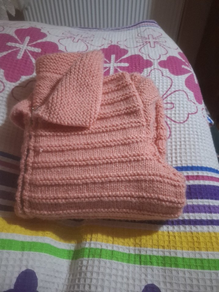 Pembe Örgü Kız Hırka - Görsel 4