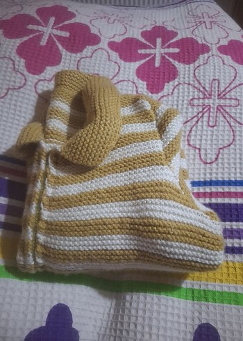 Kız Çocuk Örgü Sarı Hırka - Görsel 4