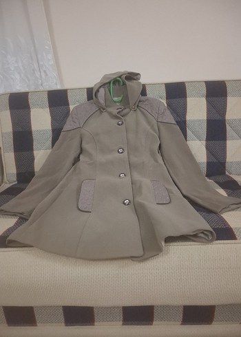 Düğmeli Bej Midi Kadın Kaban - Görsel 5