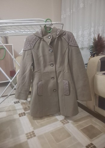 Düğmeli Bej Midi Kadın Kaban - Görsel 2