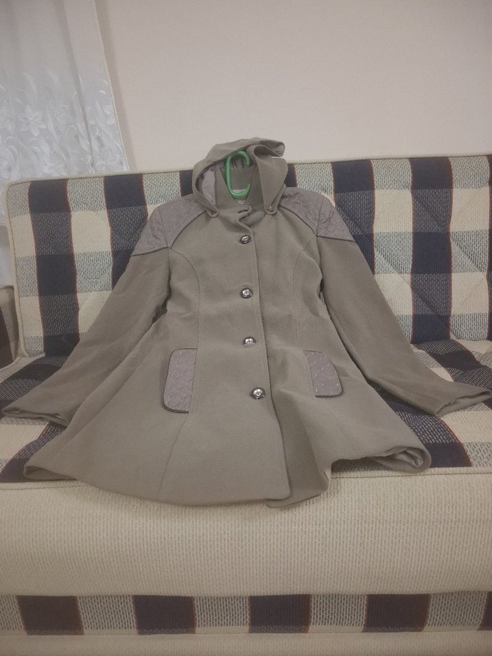 Düğmeli Bej Midi Kadın Kaban - Görsel 5