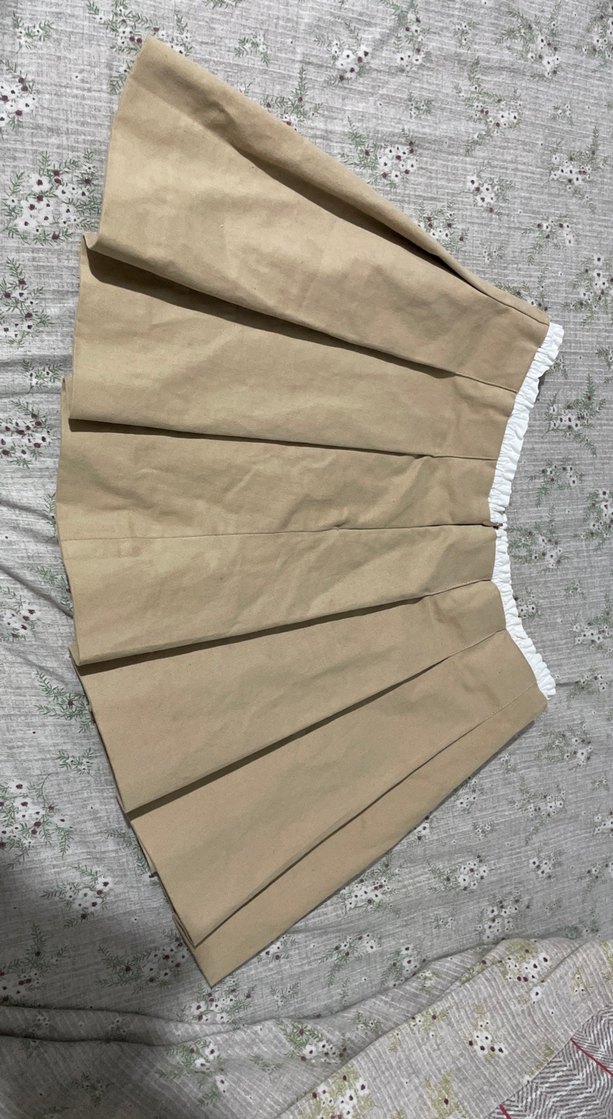 Kadın Bej Pilili Mini Etek - Görsel 2