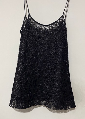 Siyah Dantel Askılı Midi Elbise gecelik - Görsel 2