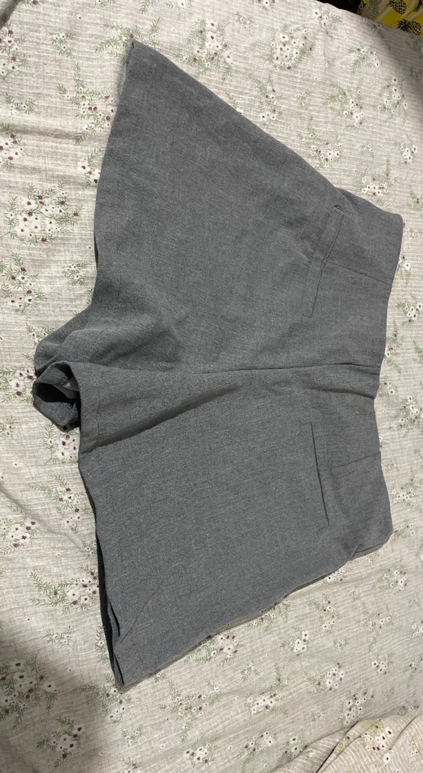 Gri Kemerli Keten Mini Etek şortlu etek - Görsel 3