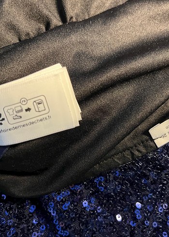 Mavi Parlak pullu Kadın halter yaka crop - Görsel 6