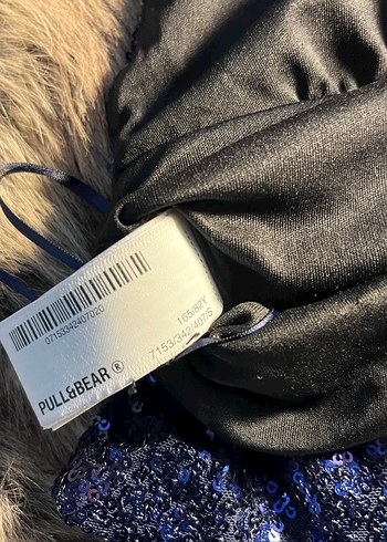 Mavi Parlak pullu Kadın halter yaka crop - Görsel 7