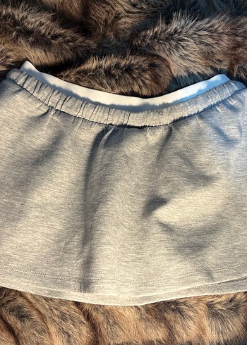 Gri Peluş Mini Etek - Görsel 4