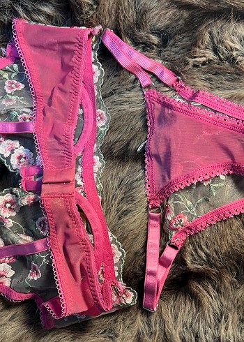 Nakışlı Pembe Bohem Sütyen ve Külot Takımı - Görsel 4