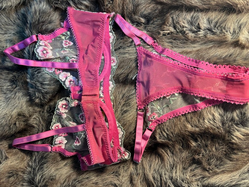 Nakışlı Pembe Bohem Sütyen ve Külot Takımı - Görsel 3