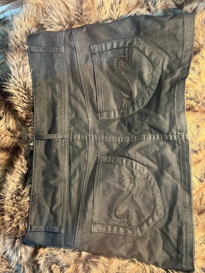 Düğmeli Siyah Midi Denim Mini Etek - Görsel 2