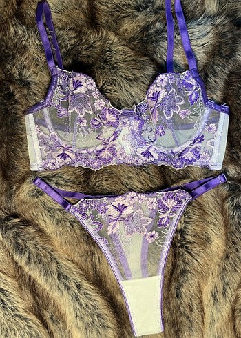 Mor Nakışlı Bohem Bralet ve Külot Takımı - Görsel 2