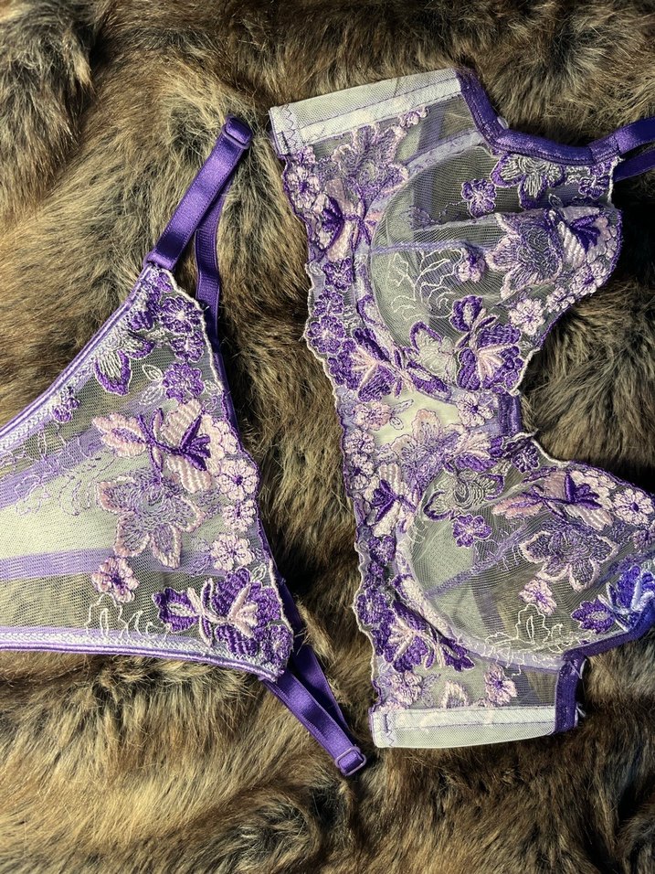 Mor Nakışlı Bohem Bralet ve Külot Takımı - Görsel 3