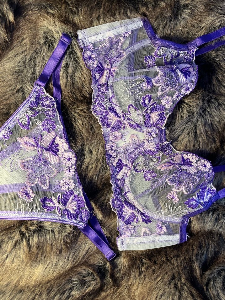 Mor Nakışlı Bohem Bralet ve Külot Takımı - Görsel 4