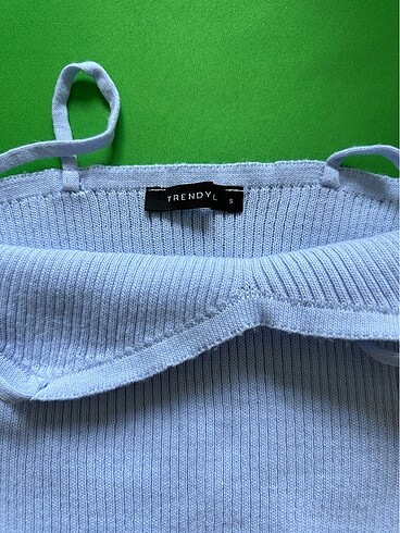 s Beden Açık Mavi Crop Bluz