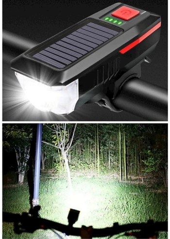 Güneş Enerjili Bisiklet Işıklı Korna - Görsel 3