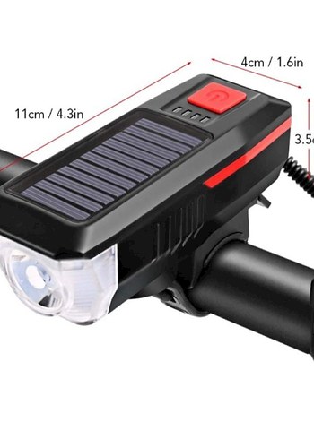 Güneş Enerjili Bisiklet Işıklı Korna - Görsel 2