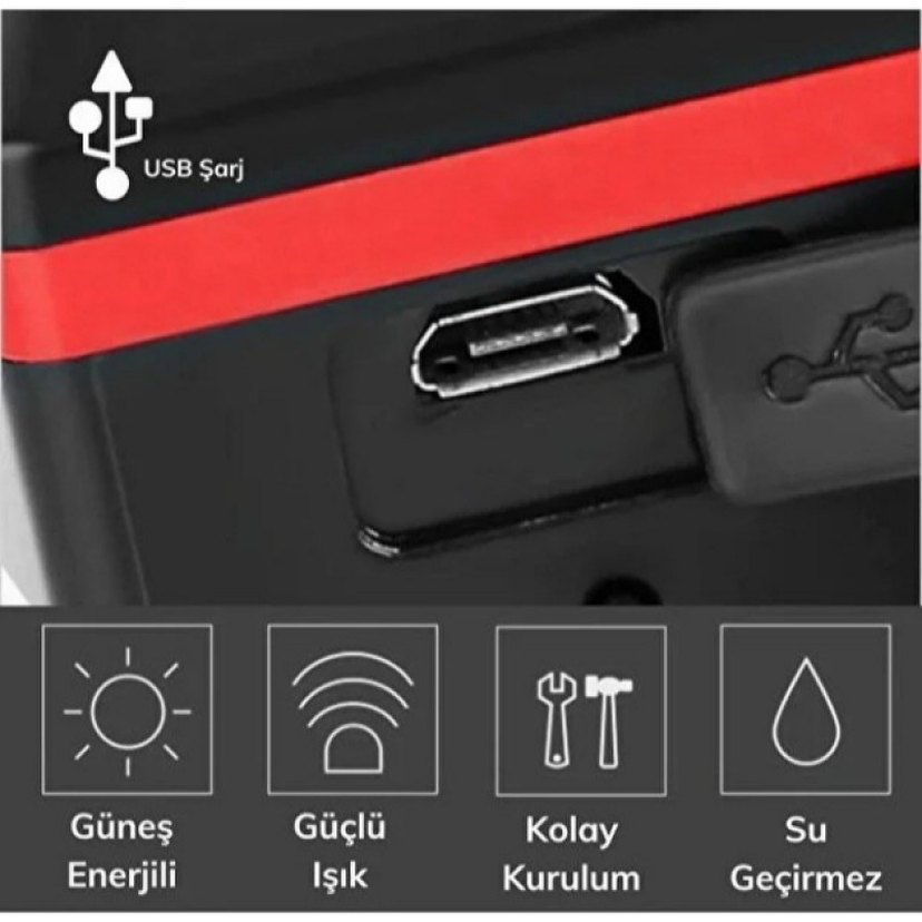 Güneş Enerjili Bisiklet Işıklı Korna - Görsel 4