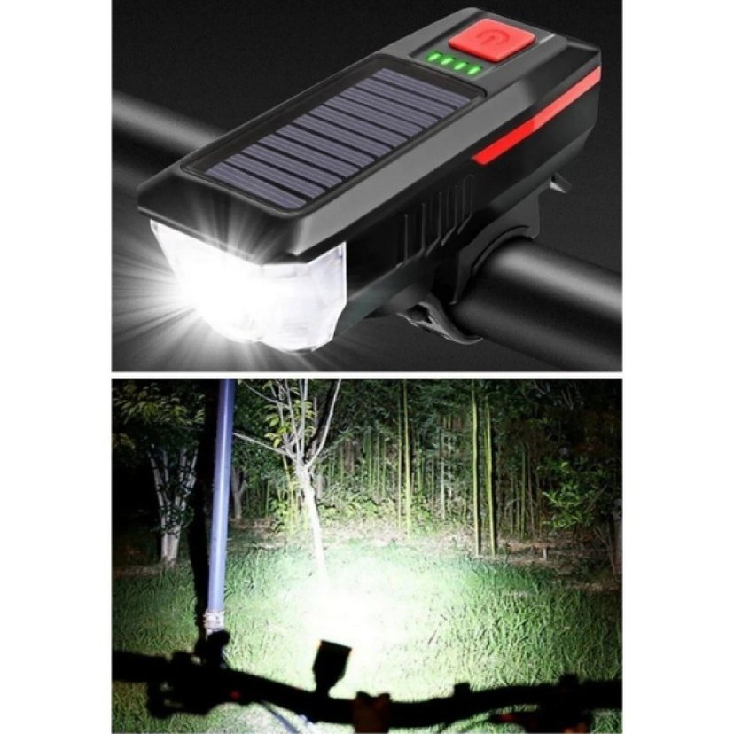 Güneş Enerjili Bisiklet Işıklı Korna - Görsel 3