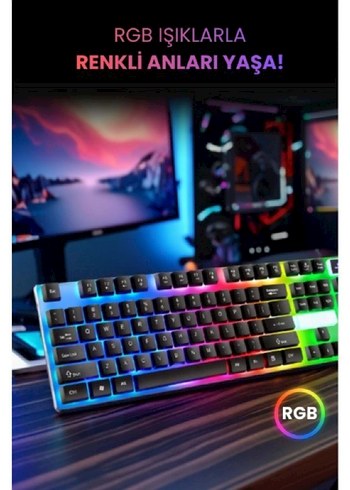 Kablolu Işıklı Gaming Standart Türkçe Q Klavye Ve Mouse Seti - Görsel 4