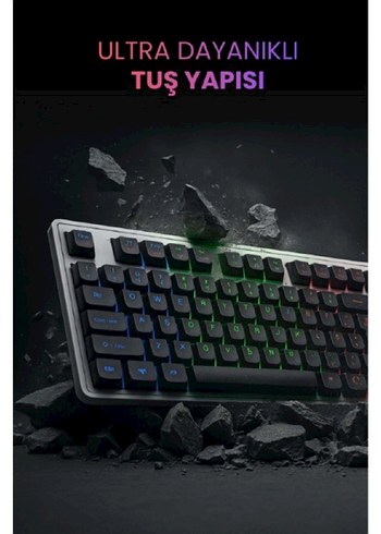 Kablolu Işıklı Gaming Standart Türkçe Q Klavye Ve Mouse Seti - Görsel 2