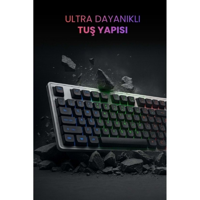 Kablolu Işıklı Gaming Standart Türkçe Q Klavye Ve Mouse Seti - Görsel 2