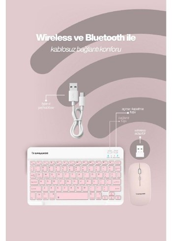 Pembe Kablosuz Klavye Ve Mouse Seti - Görsel 7