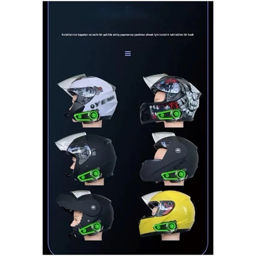 RGB Motosiklet Kask Kulaklığı - Görsel 4