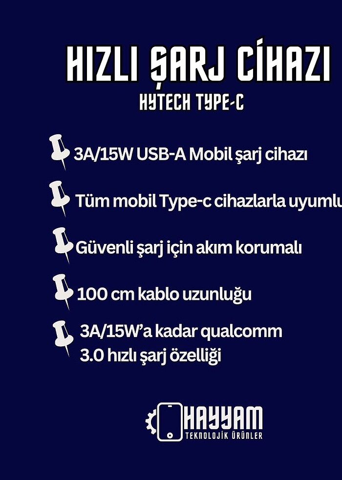 Hytech hızlı Type-C şarj seti - Görsel 2